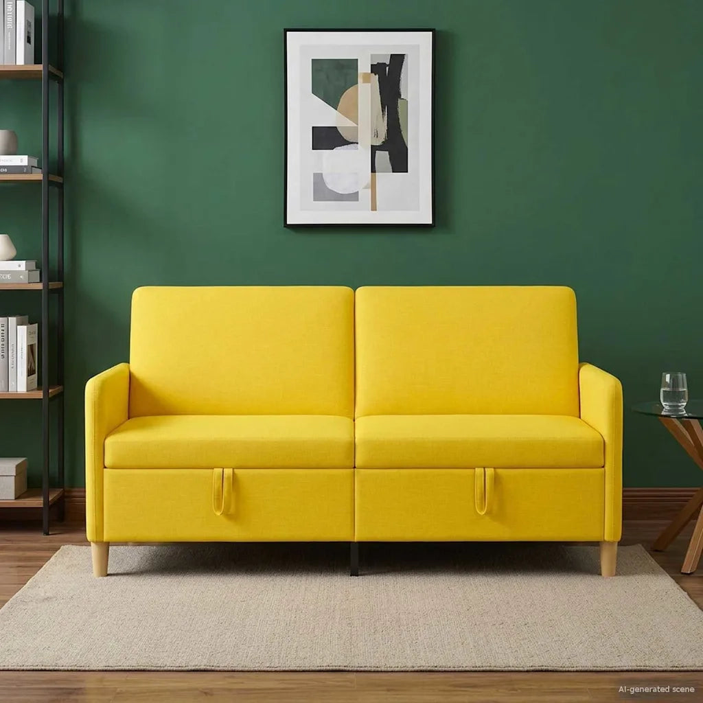 Divano con Storage Giallo Chiaro 172 x 78 x 87 cm Poliestere 42036957