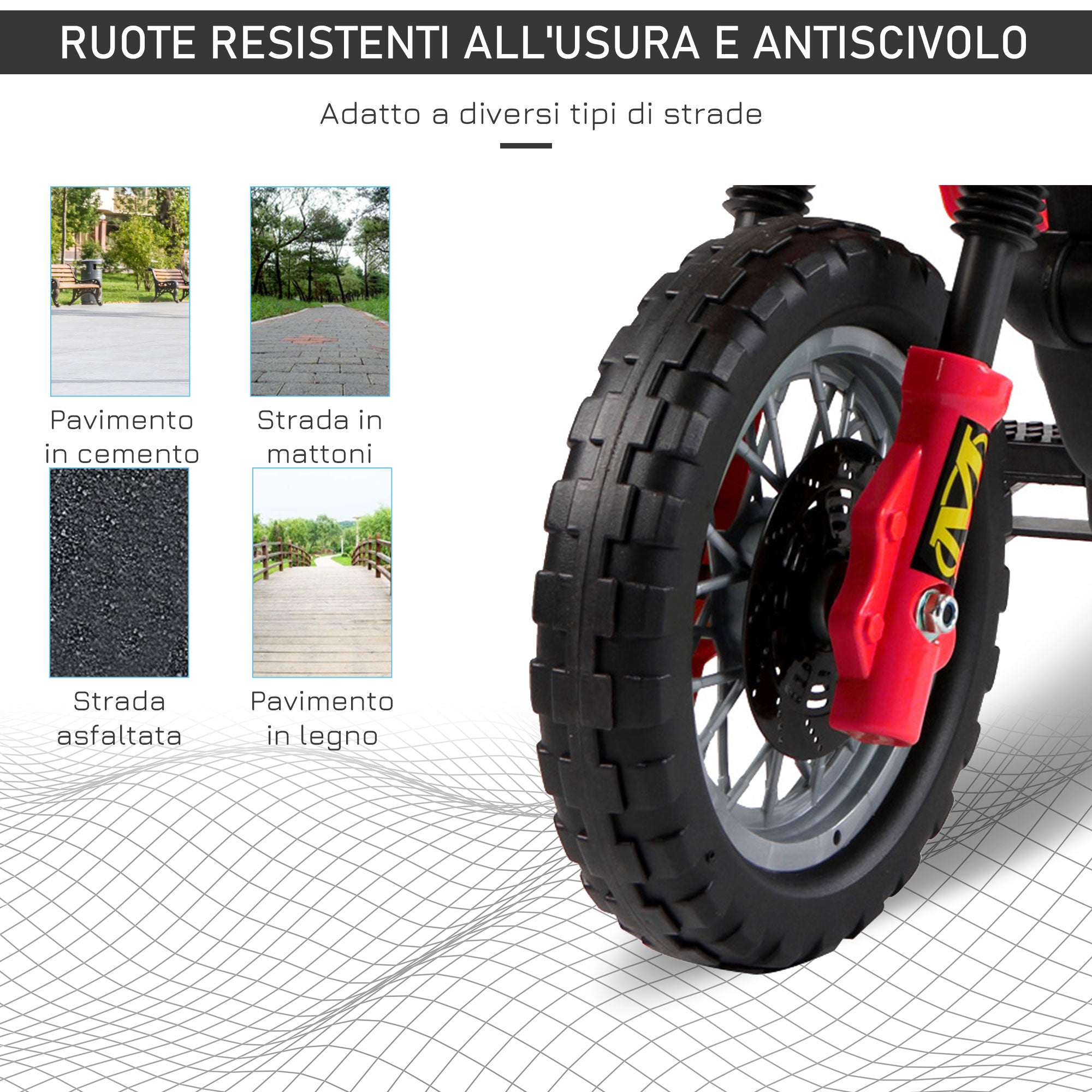 Moto Elettrica per Bambini 6V in Plastica PP Rosso e Nero