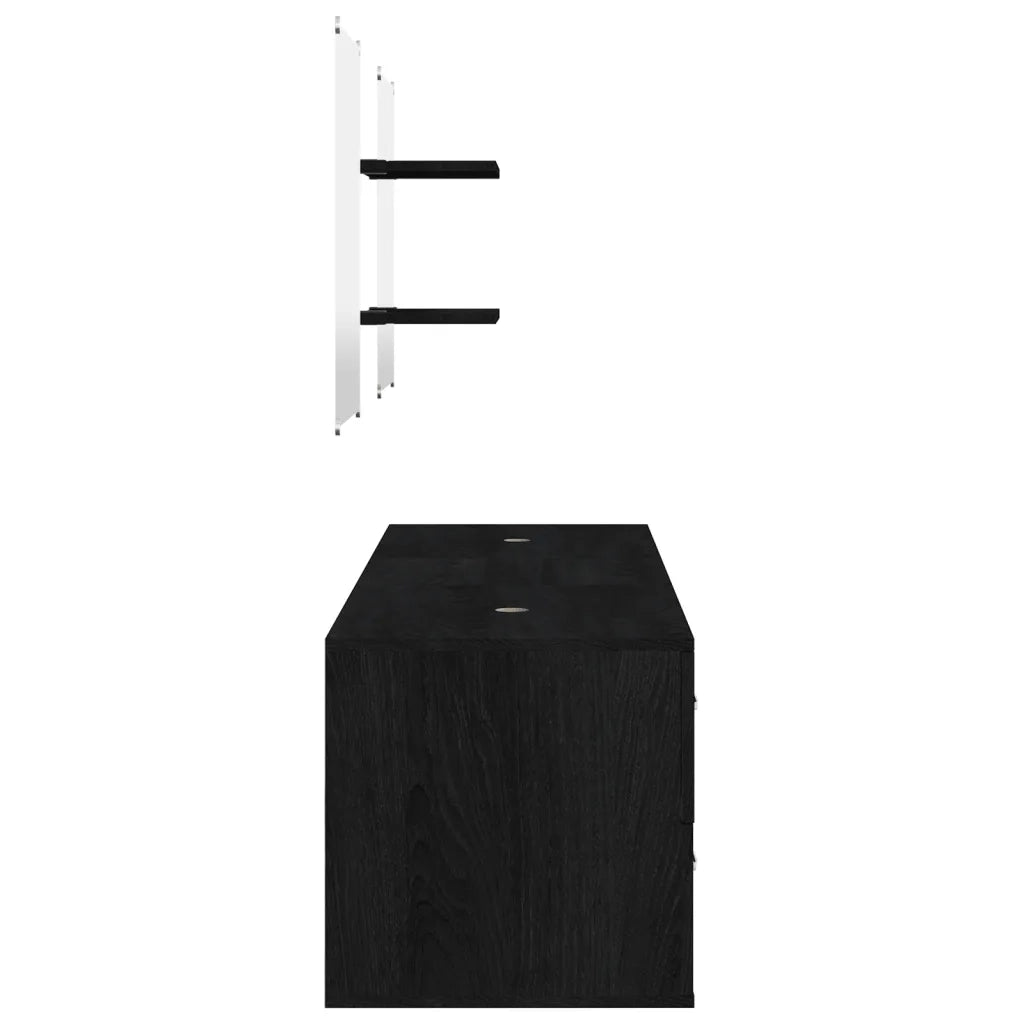 Set Mobili da Bagno | Armadio da bagno 5 pz Nero in Legno Multistrato