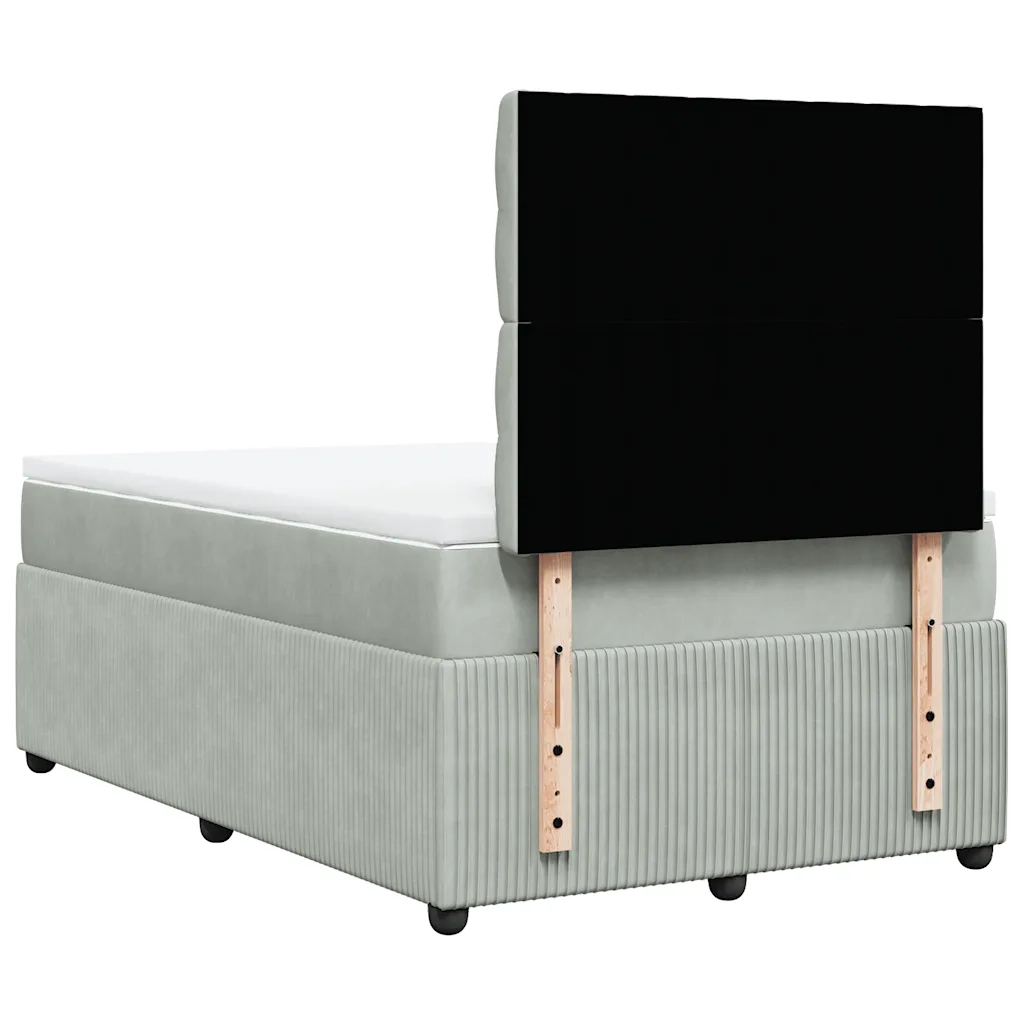 Giroletto a Molle con Materasso Grigio Chiaro 120x190cm Velluto