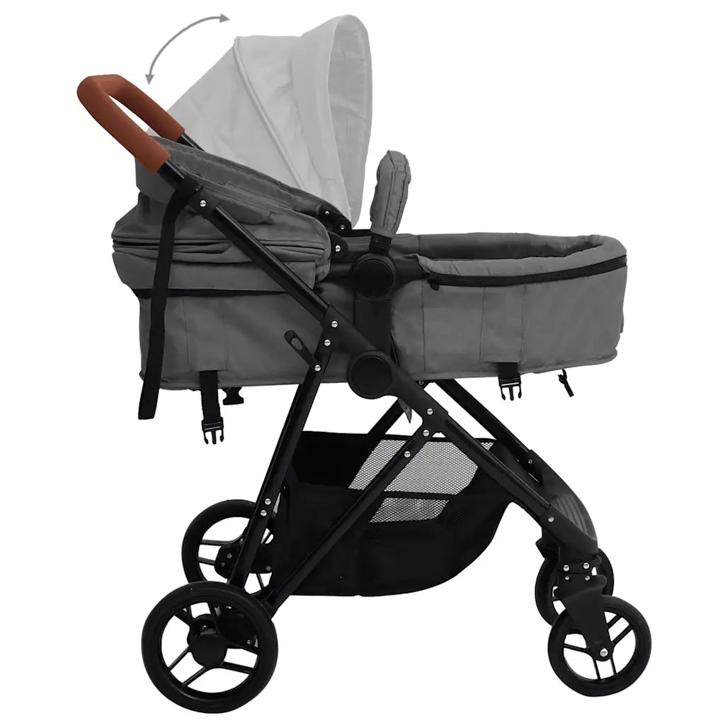 Passeggino 3 in 1 Grigio Chiaro e Nero in Acciaio CFW2769295