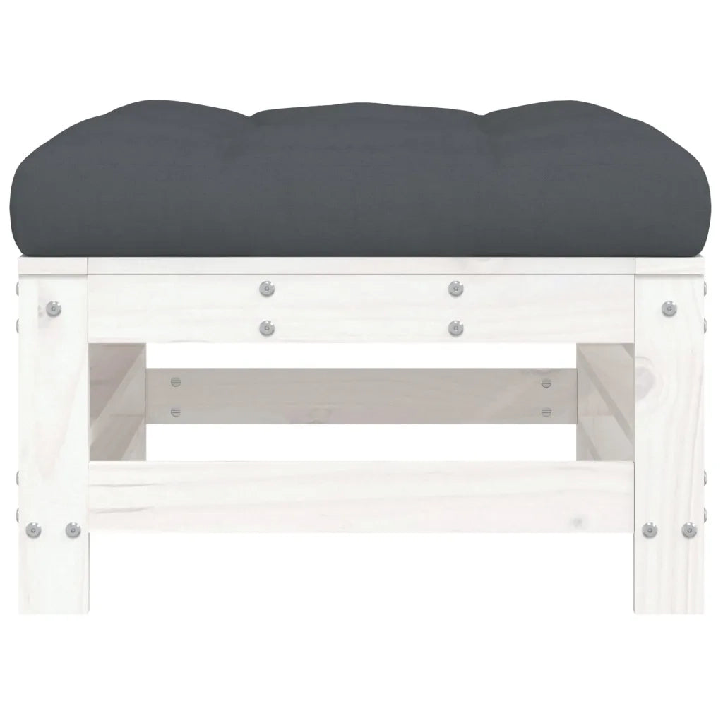 Sedia da giardino-Poggiapiedi Giardino con Cuscini 2pz Legno Massello Pino Bianco 211241