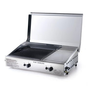Doppia Piastra di Cottura con Cover Ompagrill Plancha Double 0470 Alimentazione a Gas GPL con Accensione Piezoelettrica