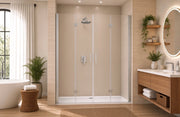 Box doccia nicchia 220 cm porta DUE BATTENTI SOFFIETTO H200 cm cristallo 6mm profilo CROMATO DINO