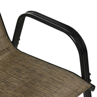 Set 4 Sedie da Giardino in Metallo e Tessuto Marrone