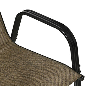 Set 4 Sedie da Giardino in Metallo e Tessuto Marrone