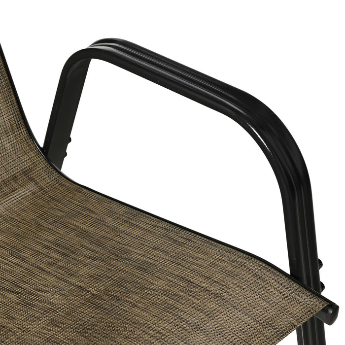 Set 4 Sedie da Giardino in Metallo e Tessuto Marrone