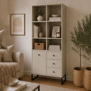 Madia Lerena, Credenza 3 Cassetti, 77x33x180h cm Beige Cashmere