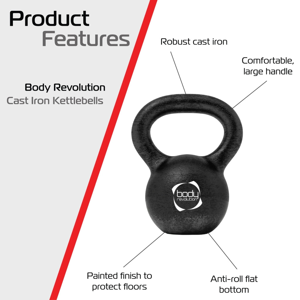 Kettlebell 10kg in ghisa con manico comodo e base stabile.