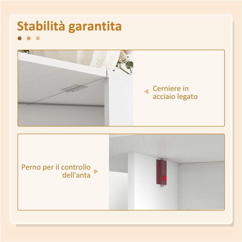 TAVOLO PIEGHEVOLE PER 6 PERSONE CON 2 RIBALTE OVALE IN LEGNO, 163X80X75 CM, BIANCO