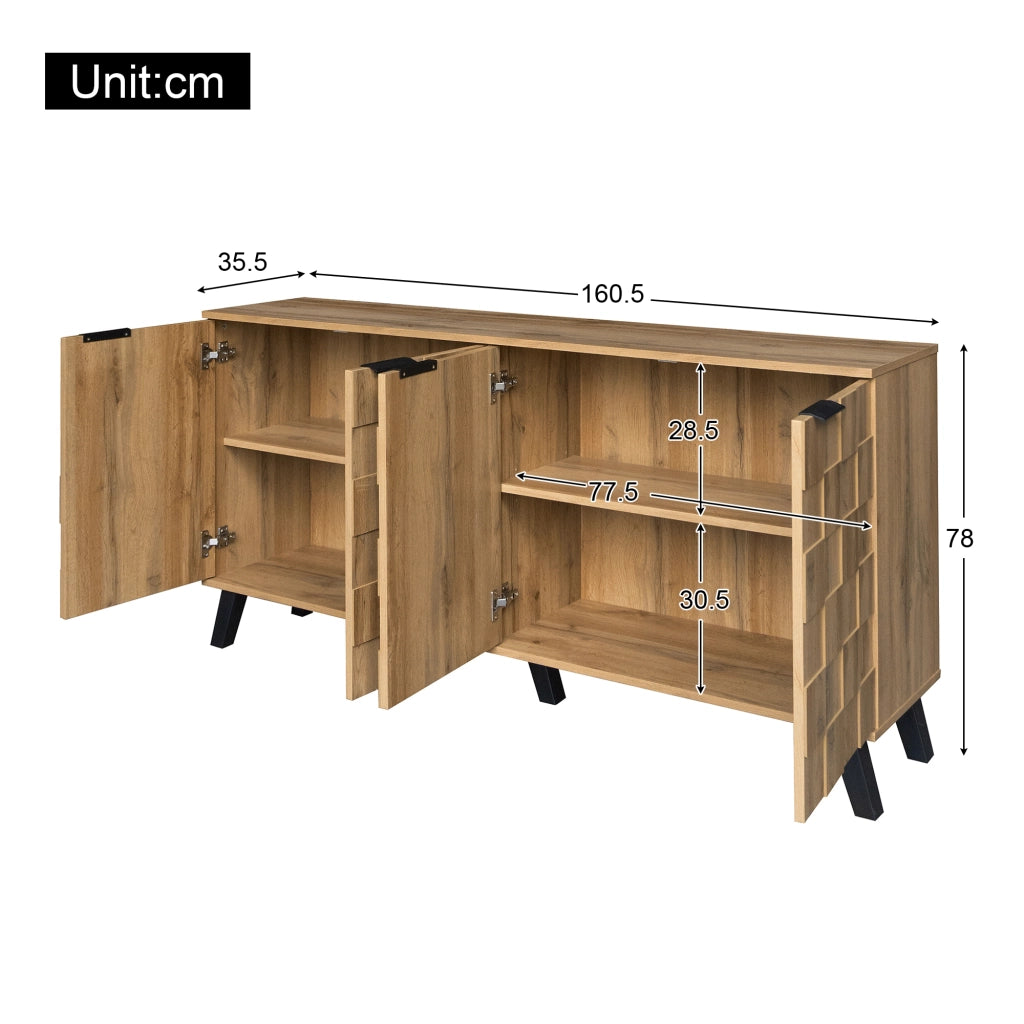 Credenza con 4 ante e ripiani regolabili per soggiorno; camera da letto e sala da pranzo; legno; 160;5 × 35;5 × 78 cm