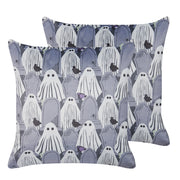Set di 2 cuscini decorativi in velluto grigio fantasmi 45 x 45 cm quadrati moderni accessori per la decorazione autunnale di Halloween