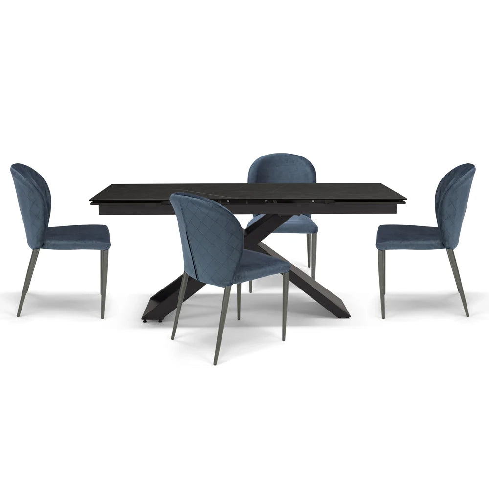 Tavolo allungabile da pranzo Pietra Nera 180x90 HIDRA fino a 260 CM per sala da pranzo, cucina e soggiorno, design moderno con top in grès ceramico