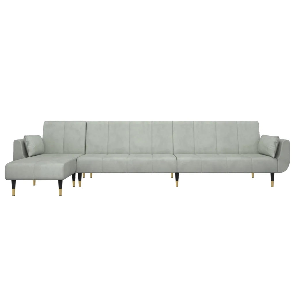 Divano Letto a L Grigio Chiaro 275x140x70 cm in Velluto 3157206