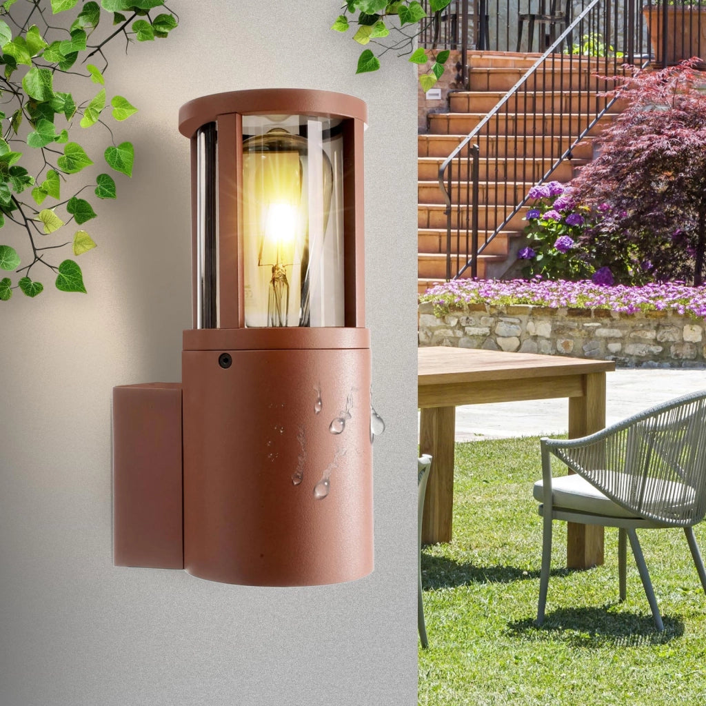 Applique lampada moderna parete LED E27 IP65 luce esterni muro giardino ingresso balcone terrazzo FACADO II ROUND GRIGIO CORTEN FUME'