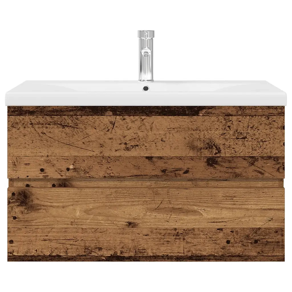 Mobile da Bagno con Lavabo Integrato e Rubinetto-Armadietto da bagno con Lavandino Legno Antico 879699