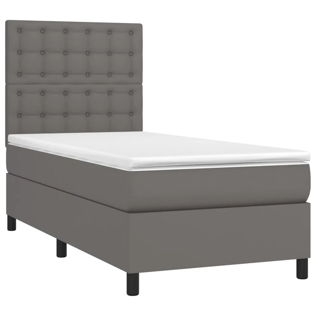Giroletto Molle con Materasso e LED-Struttura Letto con LED Grigio 80x200cm Similpelle 819538