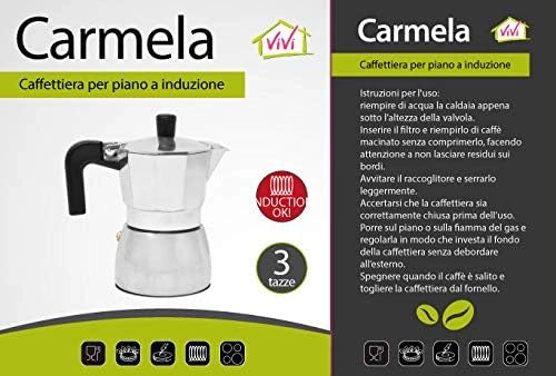 Caffettiera Carmela In Alluminio E Acciaio Inox, 3 Tazze – Adatta A Induzione