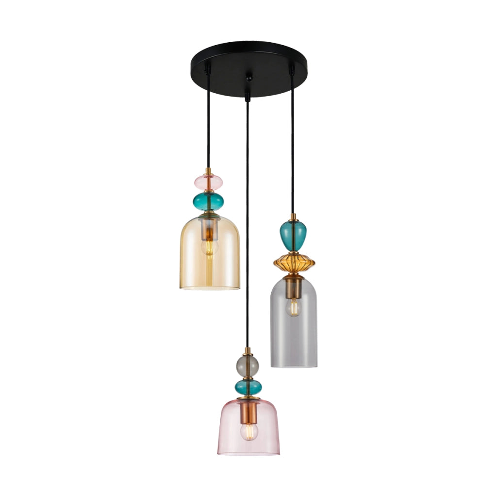 Sospensione Italux Namos 3 luci vetro multicolor E27