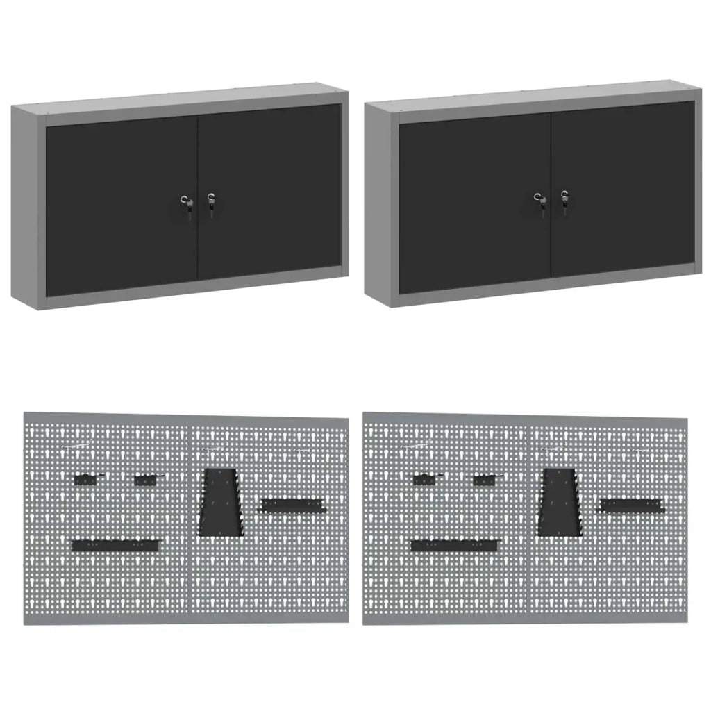 Mobile da lavoro 10 pcs Nero Legno ingegnerizzato e acciaio 3321482