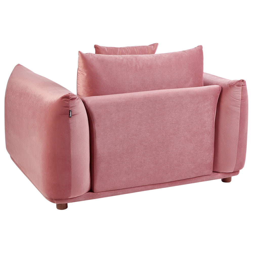Poltrona velluto rosa Gambe di legno morbide Stile moderno arredamento scandinavo