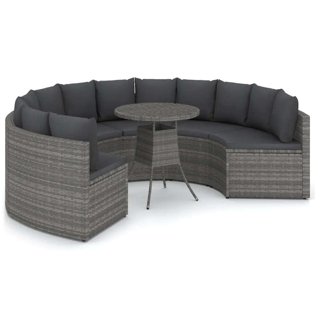 Set Divani da Giardino 7 pz con Cuscini in Polyrattan Grigio 3064891