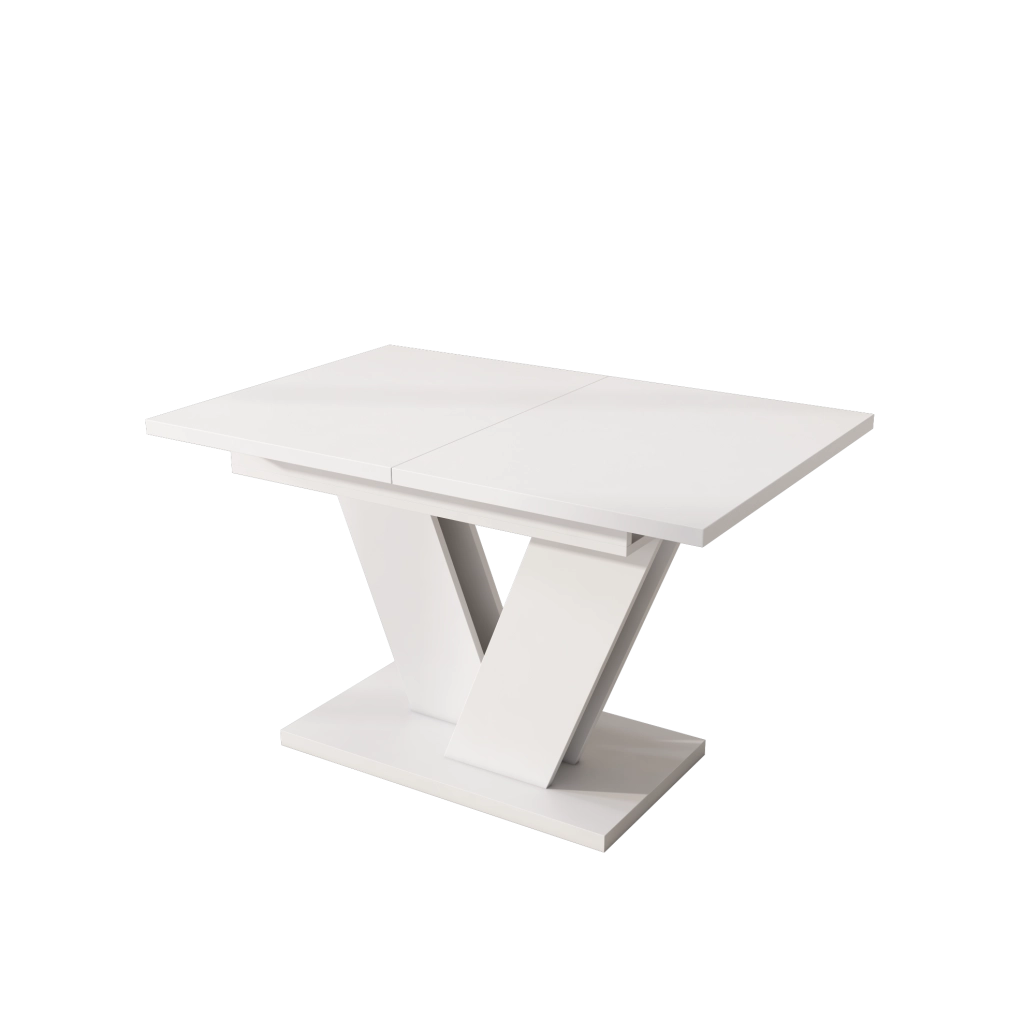 Set da pranzo allungabile 120/160 x 80 cm con sedie girevoli; bianco in MDF