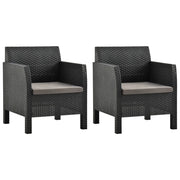 Sedie da Giardino con Cuscini 2 pz in Rattan PP Antracite cod mxl 10196