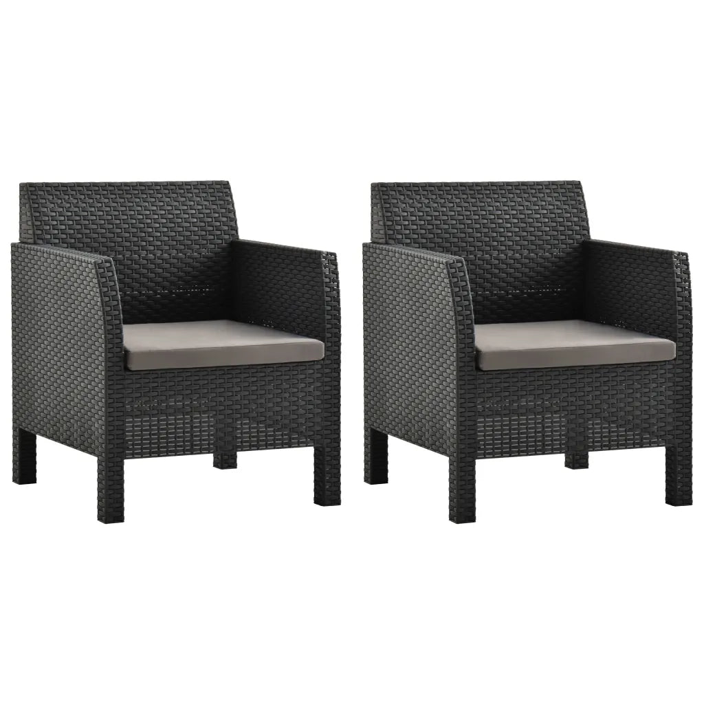Sedie da Giardino con Cuscini 2 pz in Rattan PP Antracite cod mxl 10196