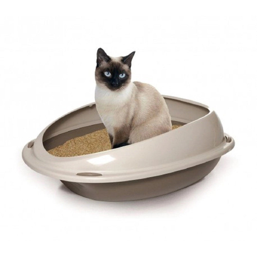 Trade Shop - Lettiera Scoperta Per Gatti Gatto Shuttle Con Bordi Rialzati Salva Sporco 57 Cm -