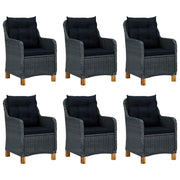 Set Pranzo da Giardino 7 pz con Cuscini Polyrattan Grigio Scuro 3060165