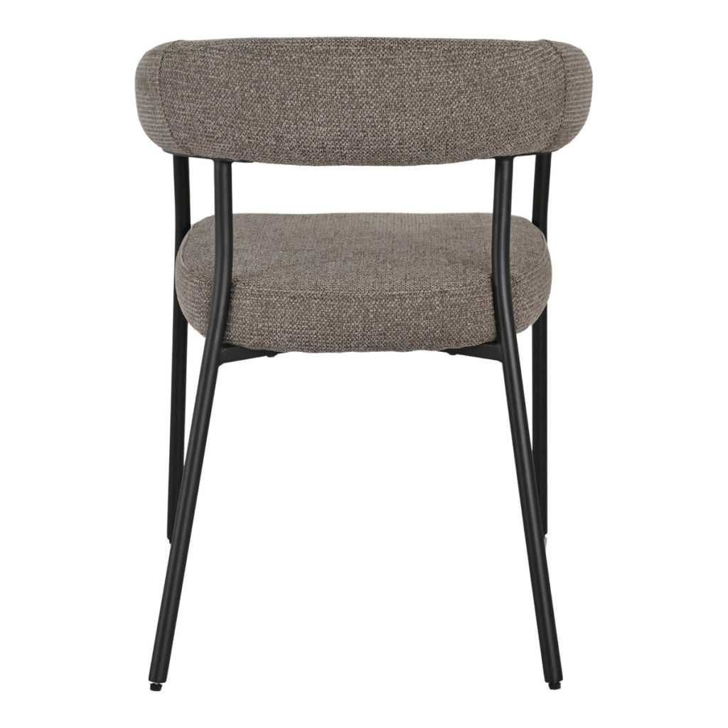 Set 2 sedie da pranzo Trivio in tessuto marrone con gambe in acciaio grigio