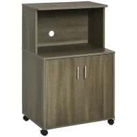 Mobile Cucina Multiuso con 4 Ruote, Armadietto e Ripiano per Microonde, 60.4x40.3x97cm - Grigio