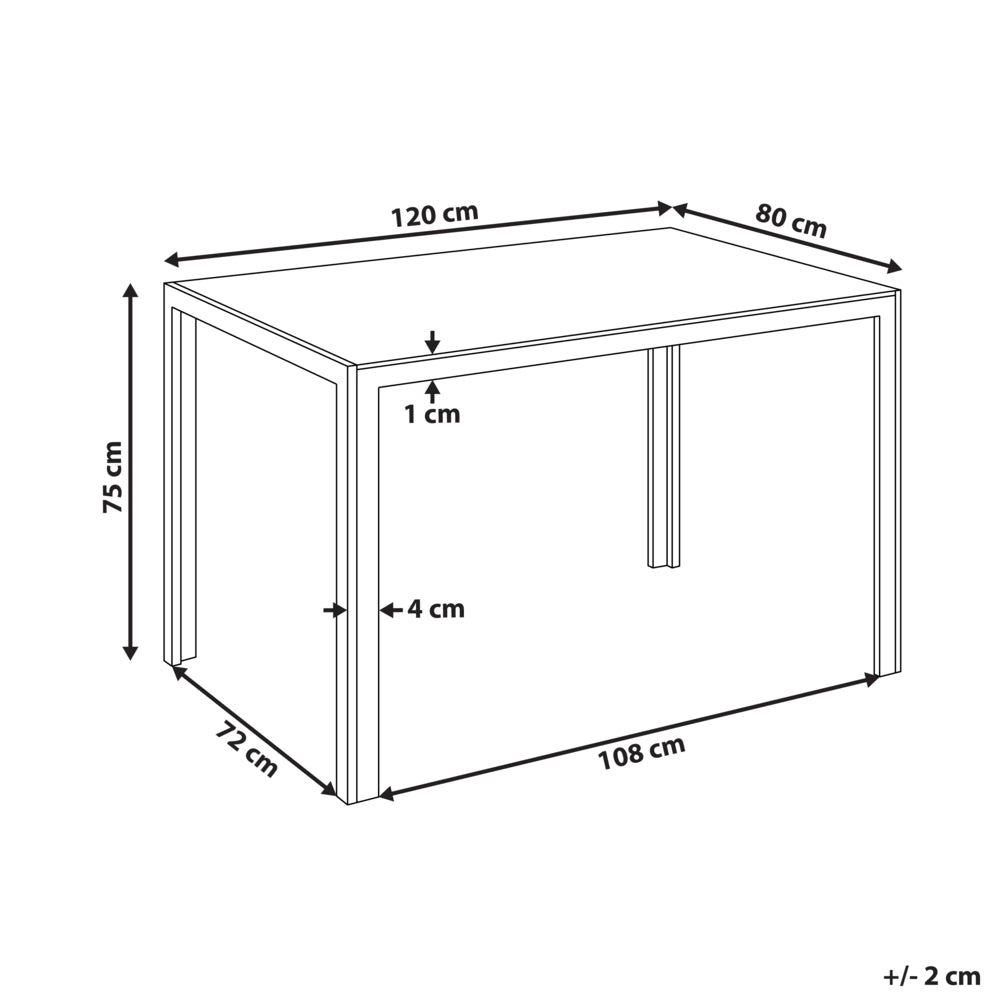 Tavolo da pranzo Piano in vetro temperato nero 120 x 80 cm Gambe in metallo Rettangolare Moderno