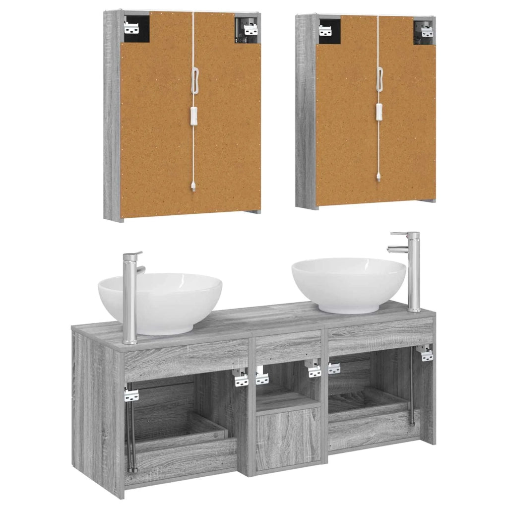 Set di mobili per il bagno 5 pcs Sonoma grigio 3406972