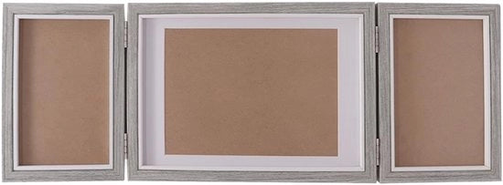 Supporto per foto triplo - colore grigio - pieghevole - rettangolare - per foto 10x15/13x18 cm - vetrata cristallizzata - album fotografico
