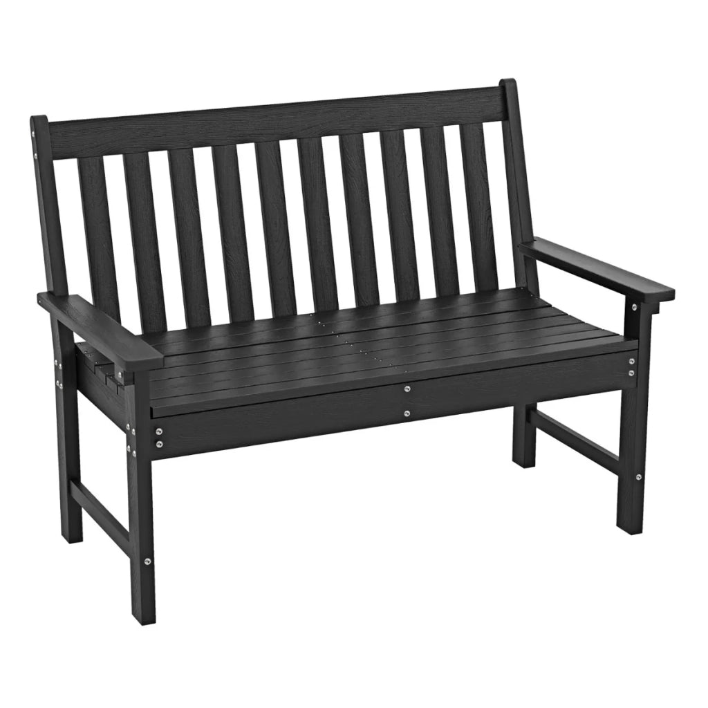 Panca da giardino 132 x 65 x 91 cm portata 320 kg comoda seduta in HDPE nero 20_0010548