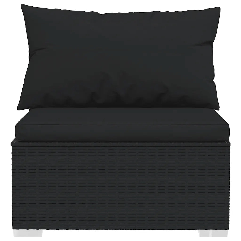 Set Divani da Giardino 4 pz con Cuscini in Polyrattan Nero cod mxl 42298