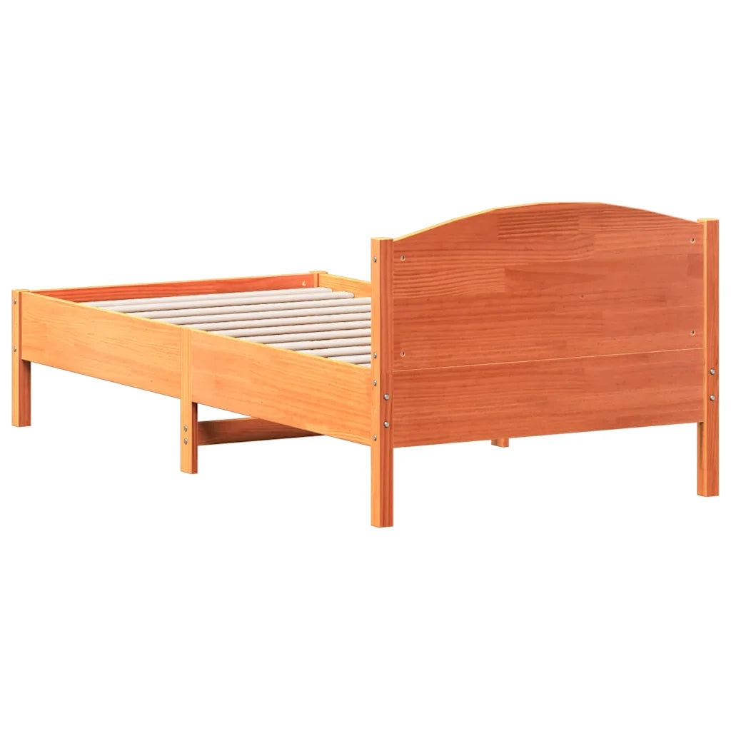Letto senza Materasso Marrone Cera 75x190 cm in Legno di Pino 842629