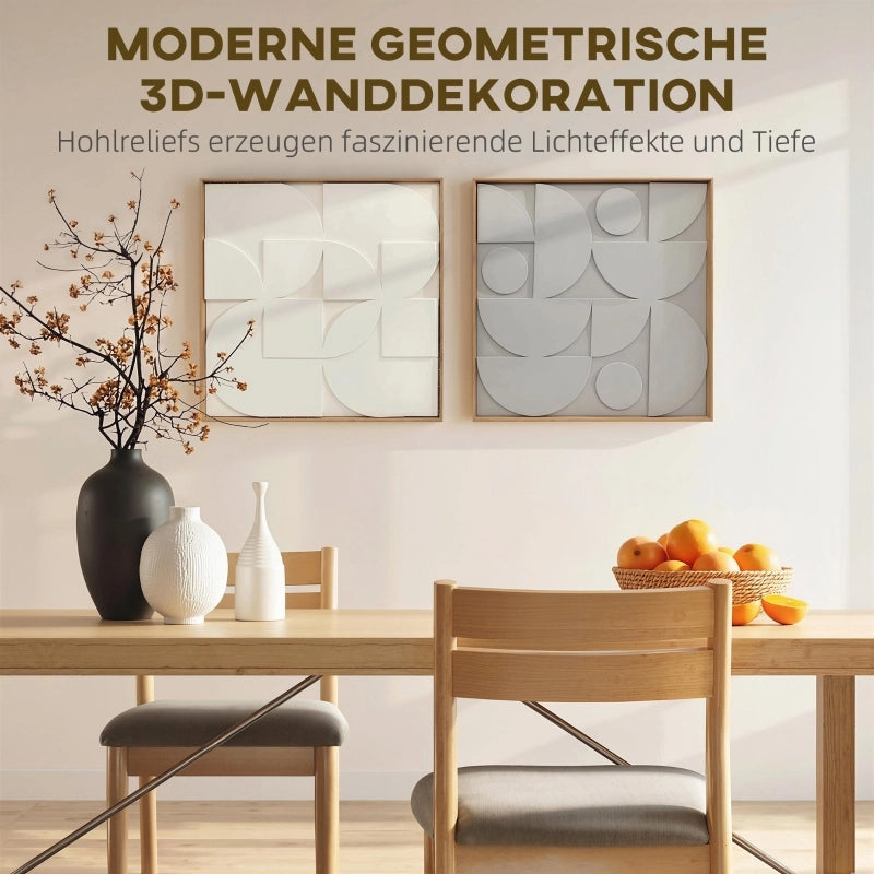 Decorazione murale 3D, set da 2, geometrica, moderna, ideale per soggiorno e corridoio, 80 x 3,5 x 80 cm, bianca.