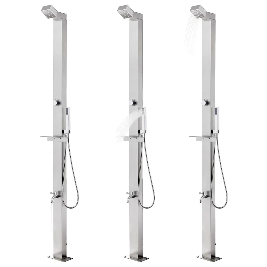 Doccia da giardino con base 225 cm acciaio inox marrone 02_0042054