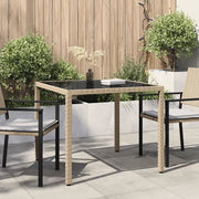 Tavolo Giardino 90x90x75 cm Vetro Temperato e Polyrattan Beige 316703