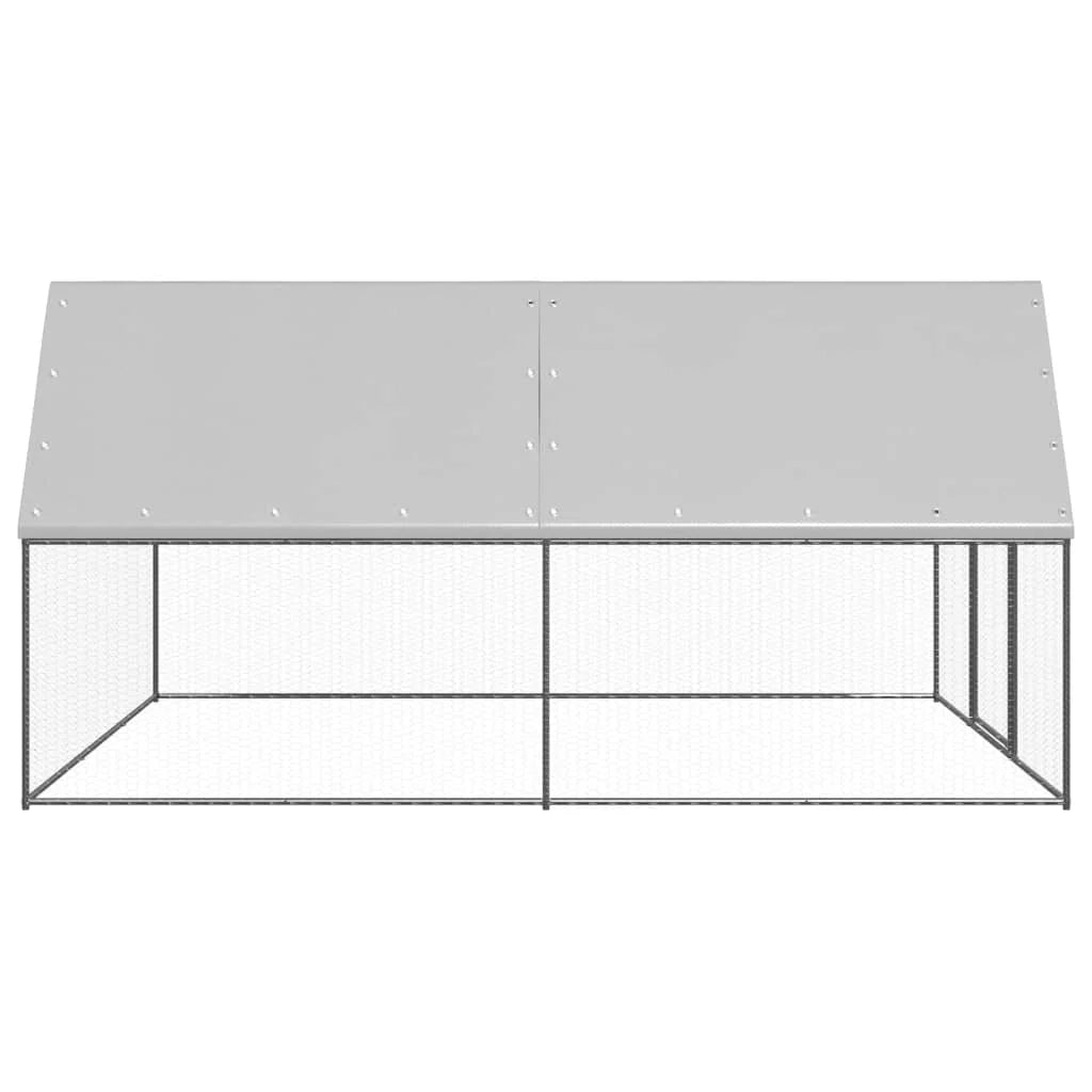 Pollaio/recinto/gabbia per polli da esterno 3 x 4 x 2 m acciaio zincato argento 02_0044010