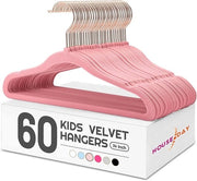 60 Pacchi di Appesi per Bambini in Velluto - Appesi per Abiti Bambini Duraturi con Gancio Rotativo - Appesi Antiscivolo per Bambini - Appesi Spazierapidi per Bambini in Rosa