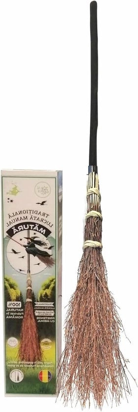 Broom da Strega Realizzato a Mano con Bastoni di Betulla 80 cm - con Coda Realizzata in Legno di Nocciolo 80 cm - Manufatto Artigianale e Tradizionale - Ideale per Riti e Cerimonie