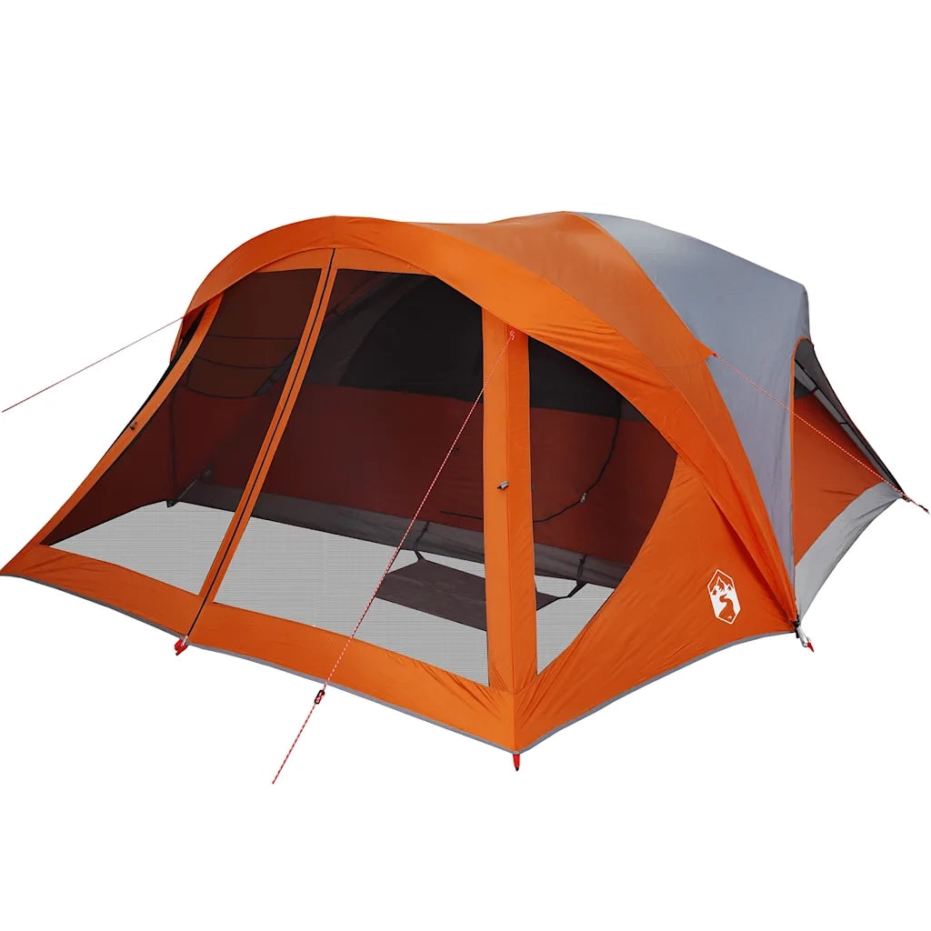 Tenda Familiare Cabina 6 Persone-Tenda da campeggio Grigia Arancione Impermeabile 337047