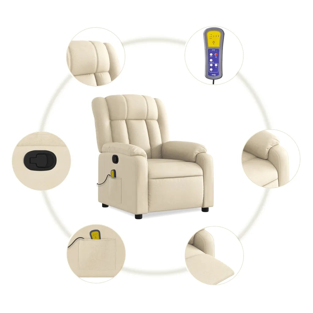 Poltrona reclinabile massaggiante in Tessuto Crema 3205779
