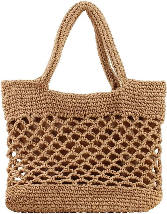 Borsa da spalla per donne con tessuto rafia verde brillante per uso esterno, occasioni casual, per viaggi, scuola, lavoro e shopping