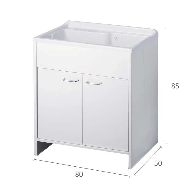 Mobile LAVATOIO in PVC in KIT di montaggio - 80X50 per Interni/Esterni - CR - Col: BIANCO