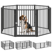 Recinto per Cani ¨C zephmum ¨C Grigio, Metallo, 8 Pannelli con Porta, Pieghevole